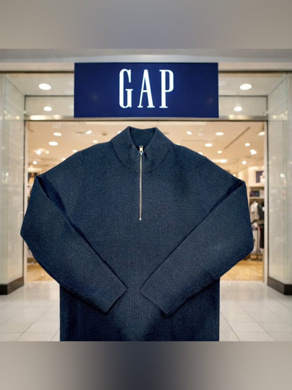 Men's Navy Half-Zip GAP Sweater size medium. Runs big so fits like a Large